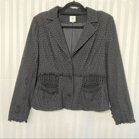 CAbi Flamenco Jacket Eyelet Lace Blazer 5293 100% Cotton Spring Summer Linen - Picture 2 of 7